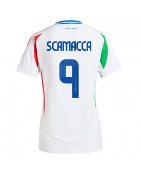 Italia Gianluca Scamacca #9 Maglia Gara Trasferta Repliche Europei 2024 Donna